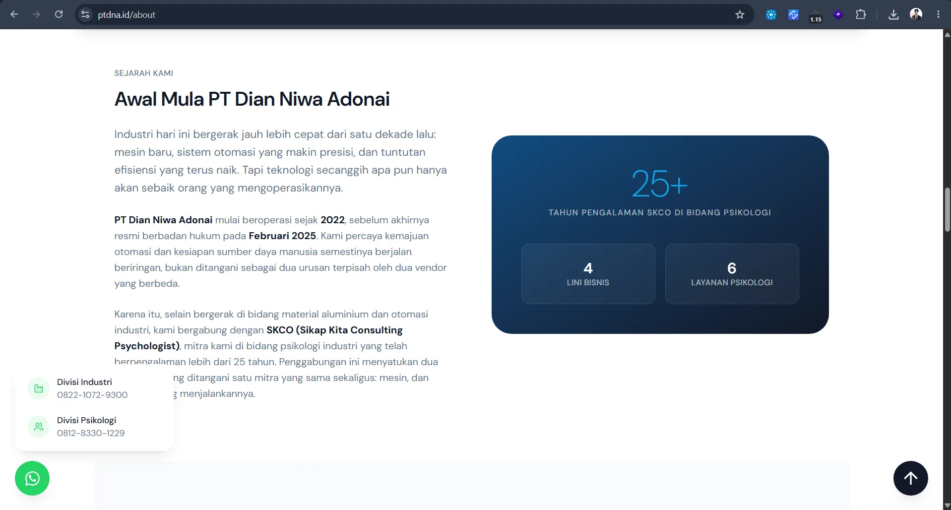 Visual 2 — PT Dian Niwa Adonai — Corporate Website